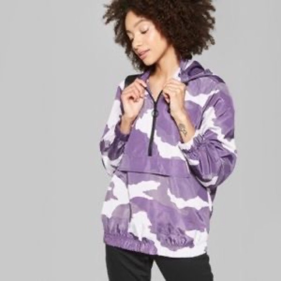 ☂️ Womens Wild Fable Purple Camo Windbreaker - Picture 1 of 3